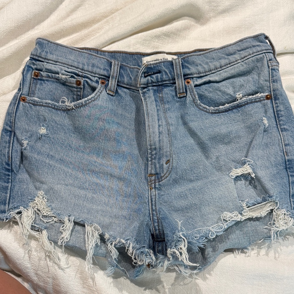 Abercrombie & Fitch Light Blue Distressed Jean Shorts
